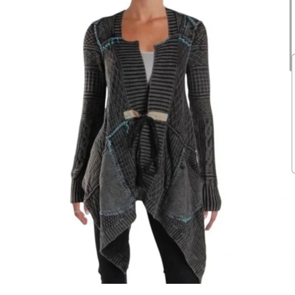 Free People Black and Gray Cardigan